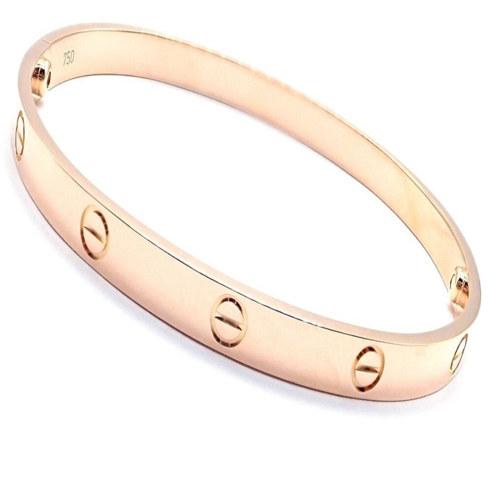 Authentic! Cartier 18k Rose Gold Love Bangle Bracelet Size 21 Paper - Picture 13 of 13
